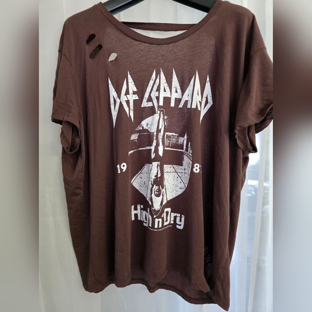 Torrid Def Leppard Brown Oversized Graphic T-Shirt